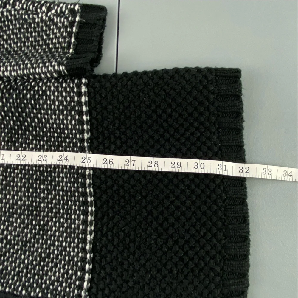 Ann Taylor Black and White Ombre Knit Sweater Coatigan, XS